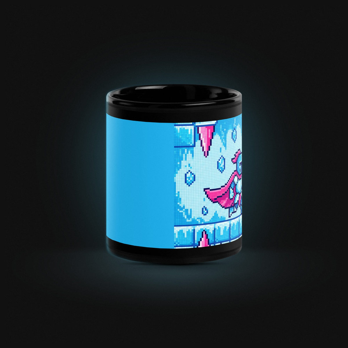 Pixel Ice Cave Knight — Black Glossy — Side