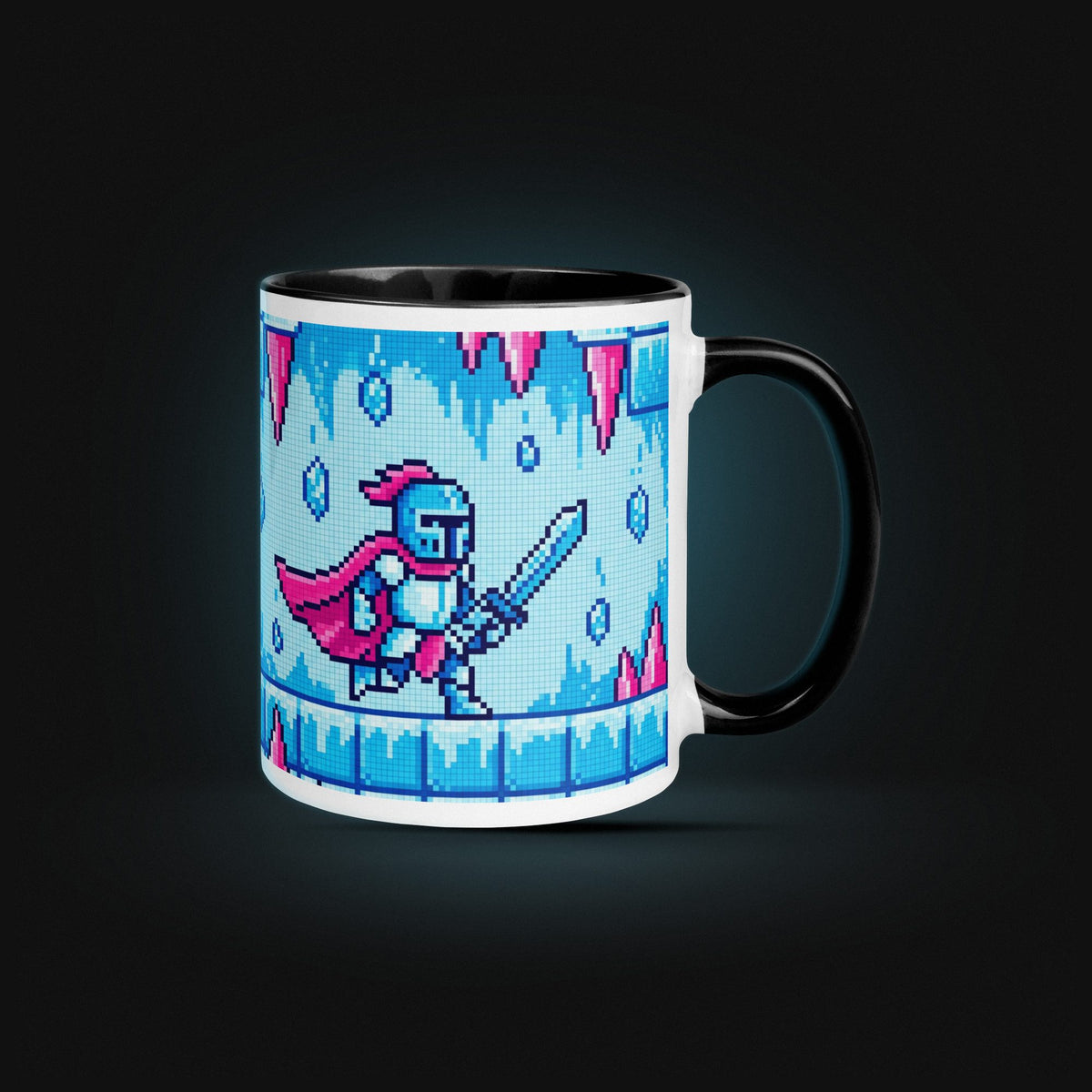Pixel Ice Cave Knight — White Ceramic — Hero