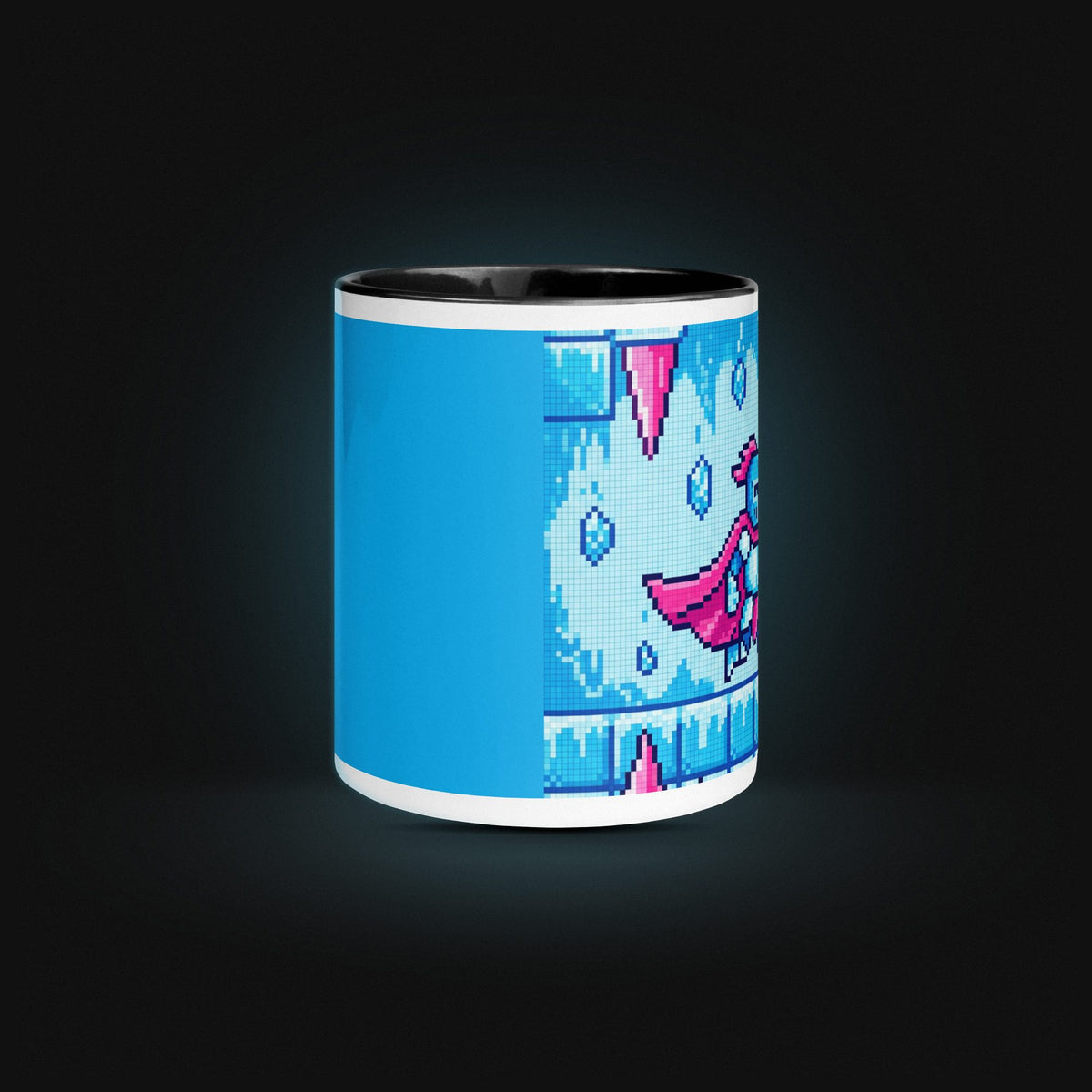 Pixel Ice Cave Knight — White Ceramic — Side