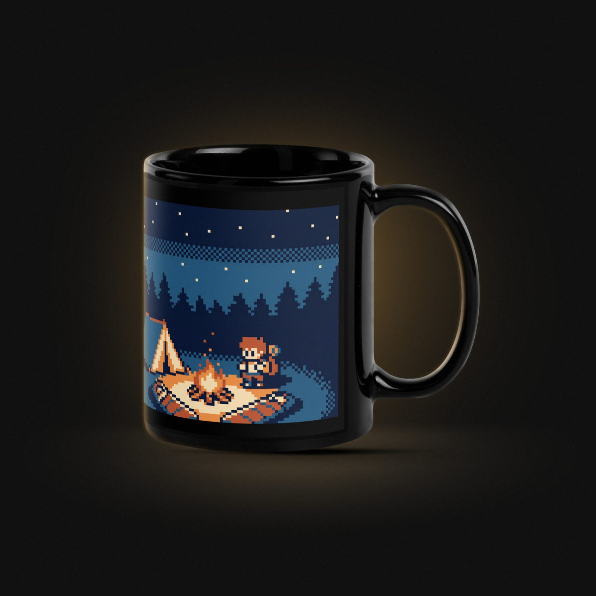Pixel Forest Camp — Black Glossy — Hero