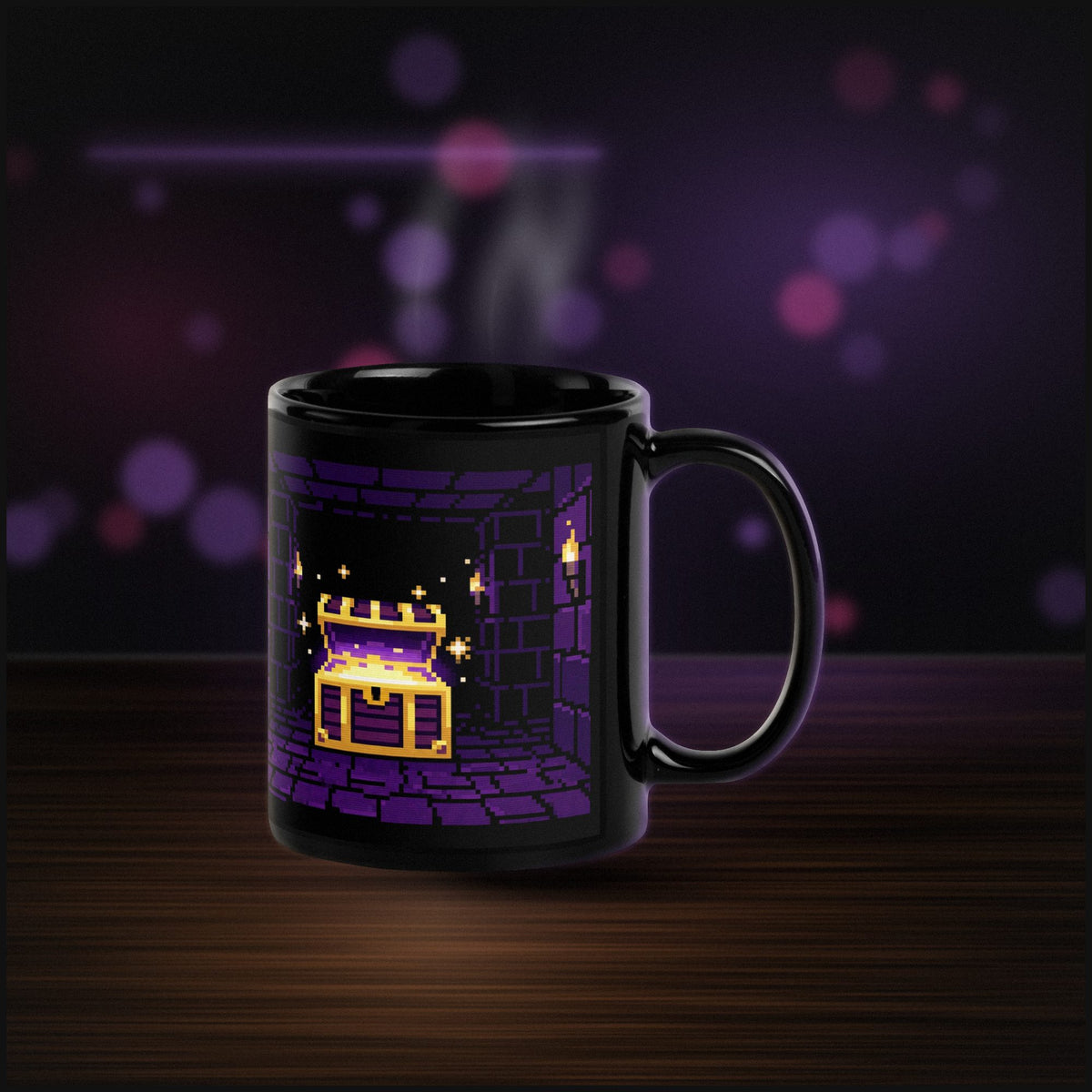 Pixel Dungeon Chest — Black Glossy — Desk