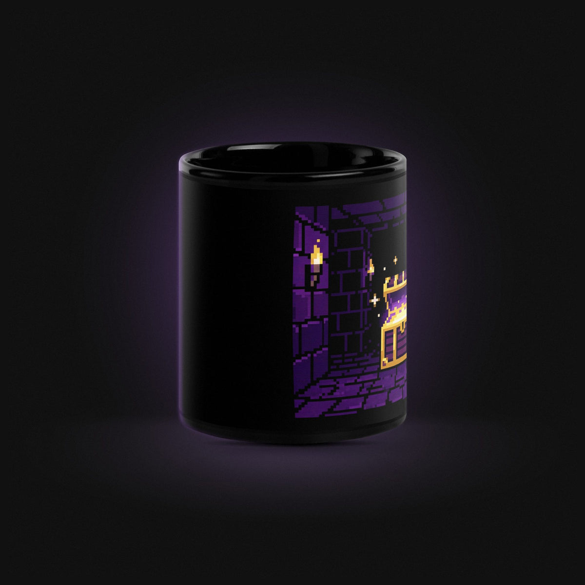 Pixel Dungeon Chest — Black Glossy — Side