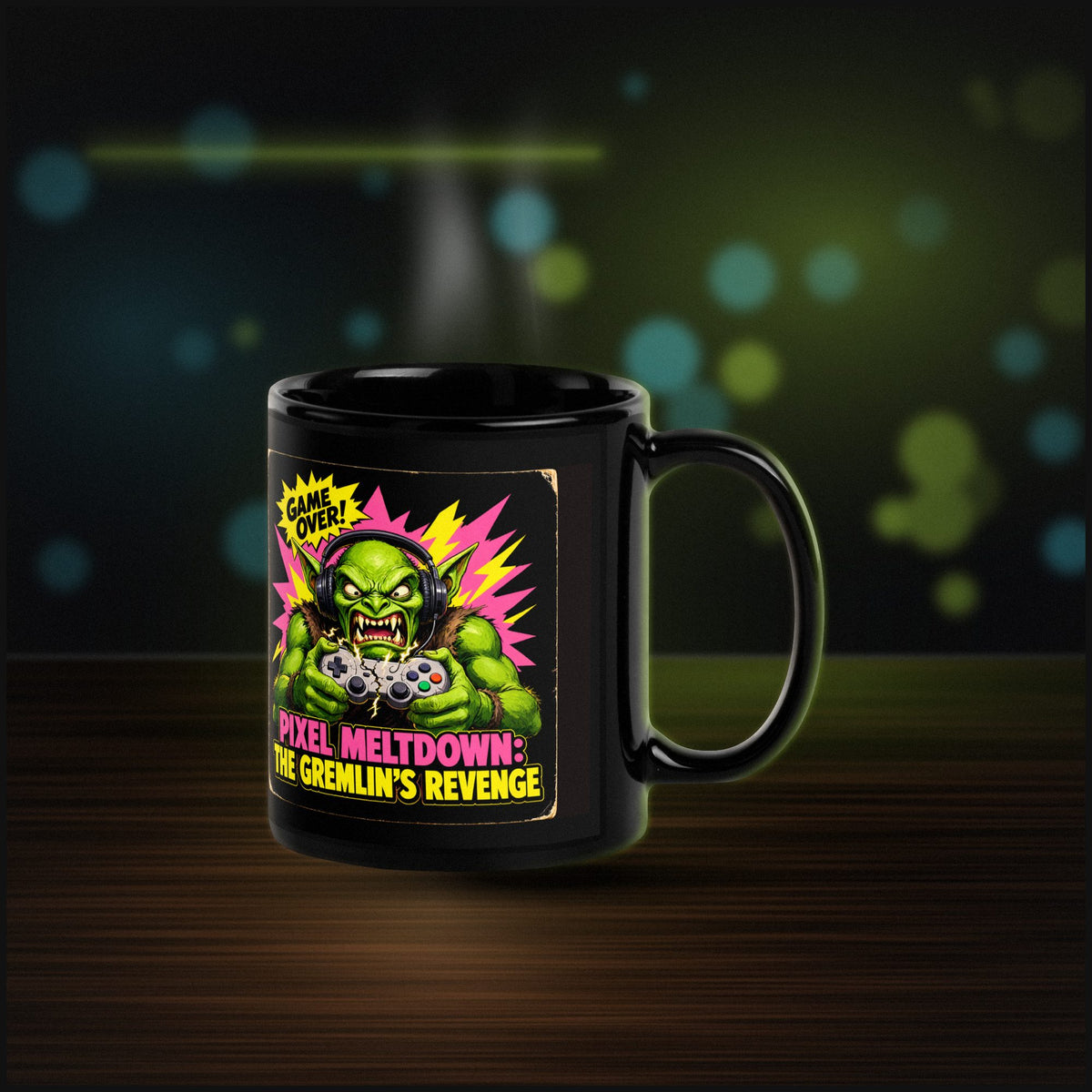 PIXEL MELTDOWN: THE GREMLIN'S REVENGE — Black Glossy — Desk